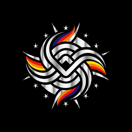 Celtic knot. Abstract symbol. Vector illustration on black background.のイラスト素材