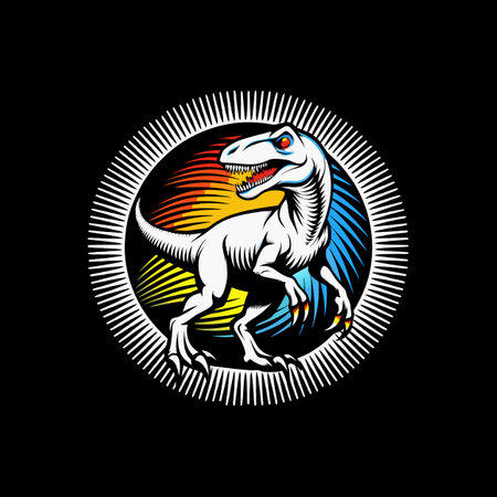 dinosaur vector logo template on black background for t-shirt and other usesのイラスト素材