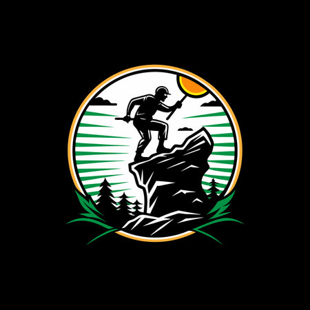 Mountain Climbing Logo. Vector illustration of a mountain climbing logoのイラスト素材