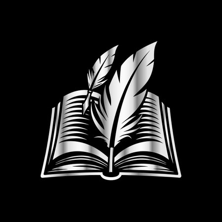 feather pen and book logo design vector graphic symbol icon illustration creative ideaのイラスト素材