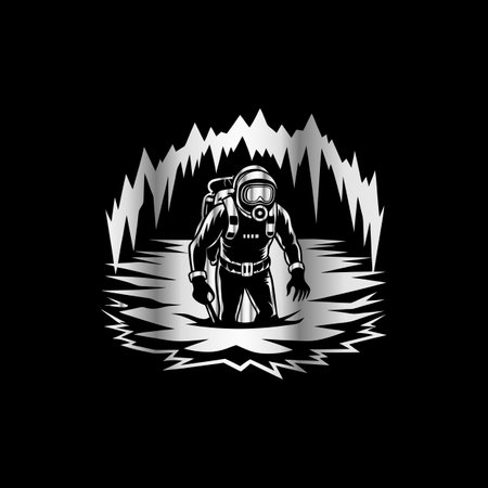 Astronaut in space, vector illustration on a black background.のイラスト素材