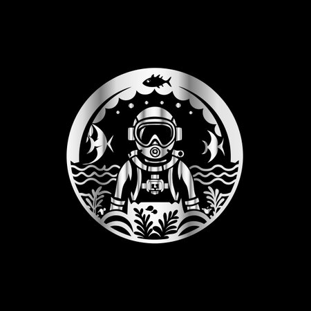 Astronaut icon on a black background. Vector Illustration.のイラスト素材