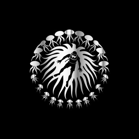 Human egg with the roots. Vector illustration on a black background.のイラスト素材