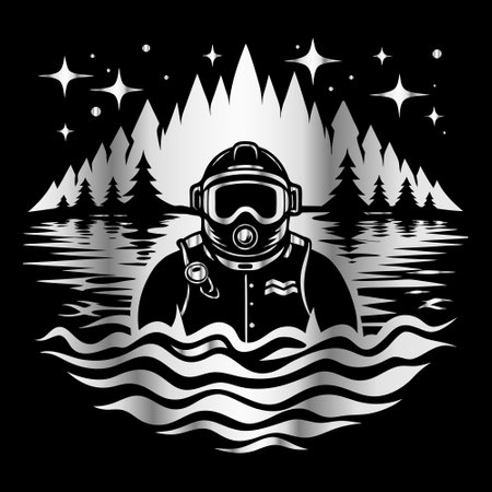 Astronaut on the background of the sea. Vector illustration.のイラスト素材