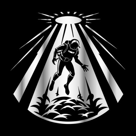 Astronaut in the starry sky. Vector illustration on black background.のイラスト素材