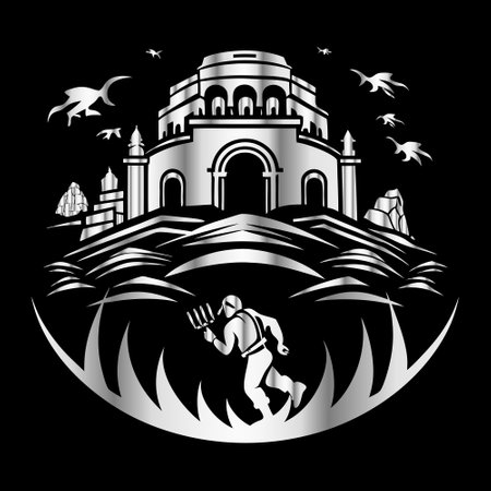 Ancient Roman city. Vector illustration on black background. Graphic concept for your designのイラスト素材