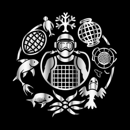 sea life design, vector illustration eps10 graphic on black backgroundのイラスト素材