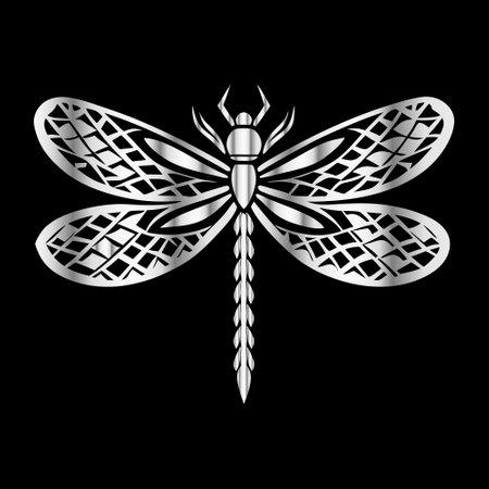 Dragonfly. Vector illustration. Isolated on a black background.のイラスト素材