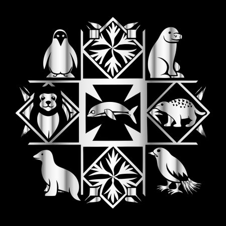 Vector set of decorative elements with animals in the style of a mono line.のイラスト素材