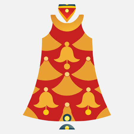 Illustration of a woman's dress with bells. Vector illustration.のイラスト素材