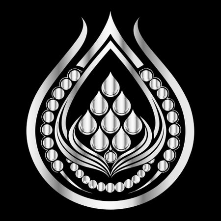 Luxury silver jewelery on black background. Vector illustration.のイラスト素材