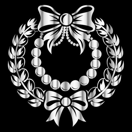 Illustration of a laurel wreath isolated on a black backgroundのイラスト素材