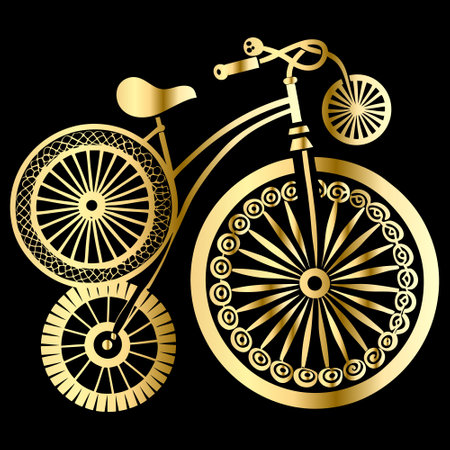 Vintage bicycle isolated on black background. Vector illustration for your designのイラスト素材