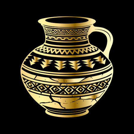 Ancient Greek amphora. Vector illustration isolated on black background for your designのイラスト素材