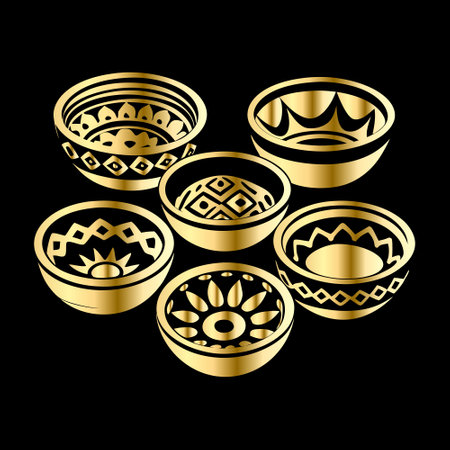 golden mandalas on black background, vector illustration eps10のイラスト素材