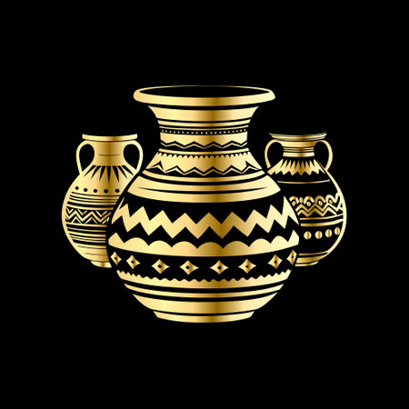 Ancient Greek vase isolated on black background. Vector illustration for your designのイラスト素材