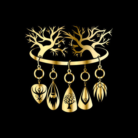 Jewelry design with deer antlers and earrings. Vector illustration.のイラスト素材