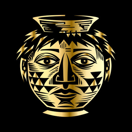 Tribal mask. Tribal mask. Vector illustration on black background.のイラスト素材