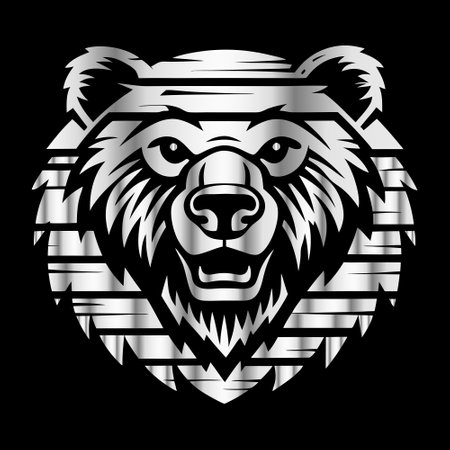 Grizzly bear head on black background. Vector illustration.のイラスト素材