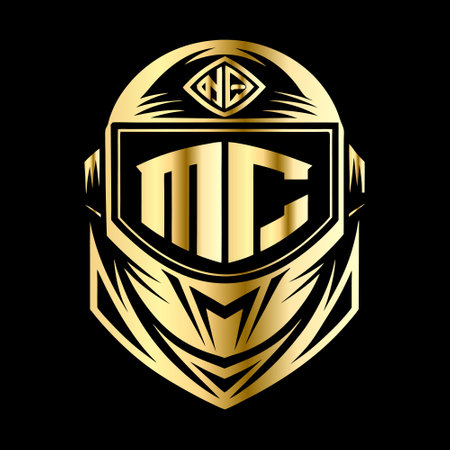 Mt logo monogram with fight helmet and shield, vector illustrationのイラスト素材