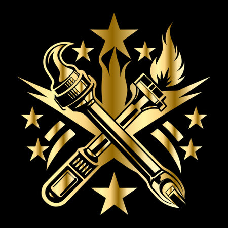 Vintage Weapon Emblems, Heraldic Coat of Arms, vector illustration.のイラスト素材