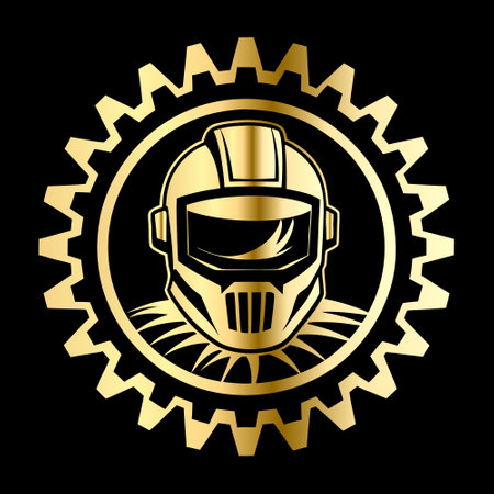 Helmet and gear. Vector illustration on black background. Design element.のイラスト素材