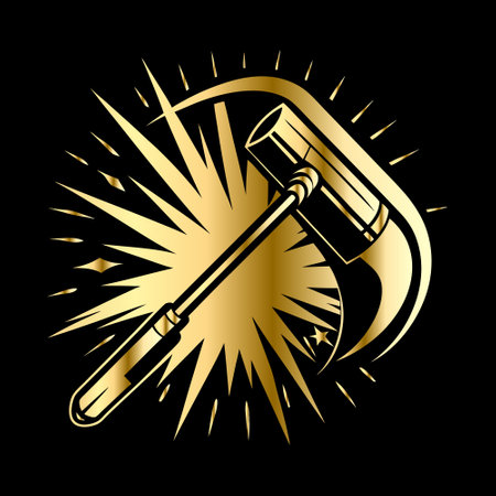 Hammer on a black background. Vector illustration for your design.のイラスト素材