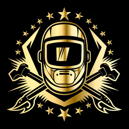 Racing helmet with crossed hammers and stars, vector illustration.のイラスト素材