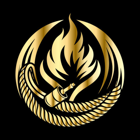 Tribal sword in the fire. Vector illustration on black background.のイラスト素材