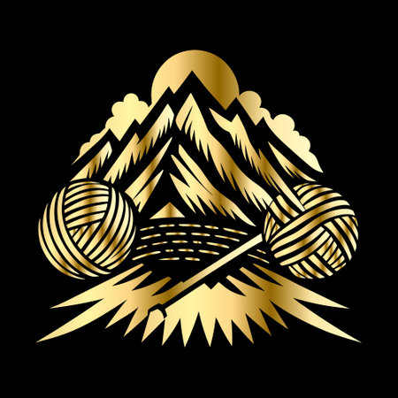 Mountain and ball of wool. Vector illustration for your design.のイラスト素材