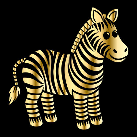Zebra zebra gold vector illustration isolated on a black background.のイラスト素材