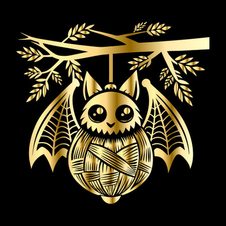 Owl in the tree. Vector illustration. Isolated on black background.のイラスト素材