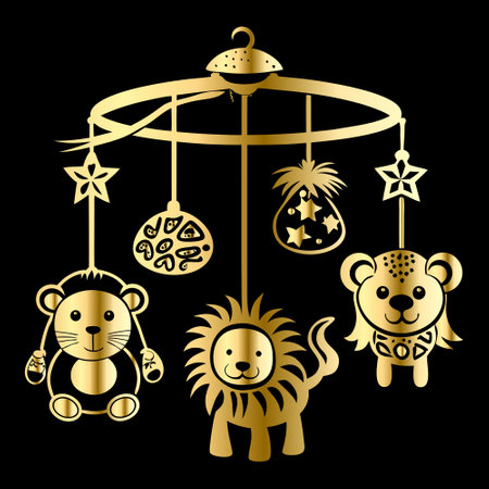 Illustration of a set of cute animals on a black background.のイラスト素材