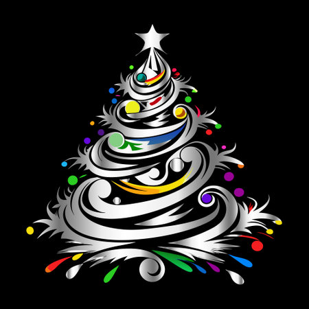 abstract christmas tree on black background, vector illustration eps10のイラスト素材
