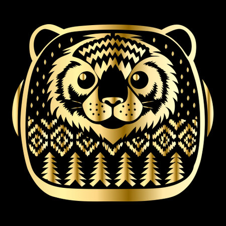 Lion head on a black background. Vector illustration for your designのイラスト素材