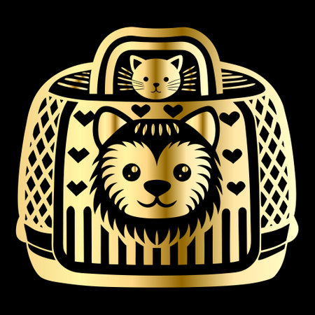 Illustration of a cat in a cage on a black background.のイラスト素材