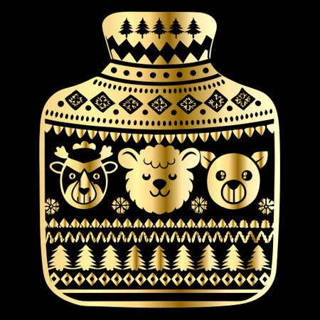 Ceramic vase with animals. Vector illustration on black background.のイラスト素材