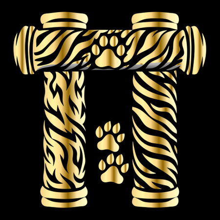 Golden decorative element for design. Vector illustration. Isolated on black background.のイラスト素材