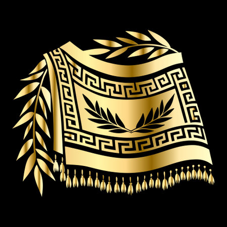 Golden embroidery on a black background. Vector illustration for your designのイラスト素材