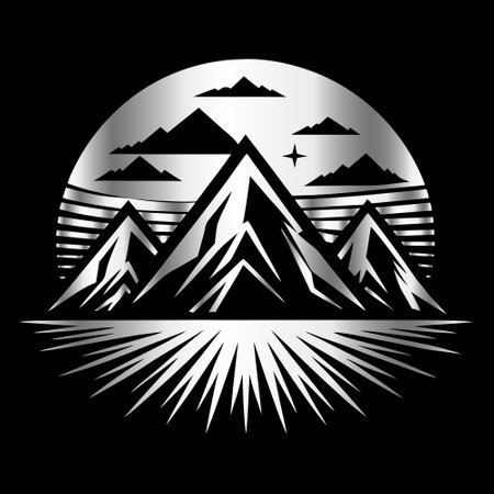Mountain logo on a black background. Vector illustration for your designのイラスト素材