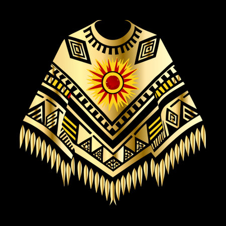 Ethnic design element in gold and black colors. Vector illustration.のイラスト素材