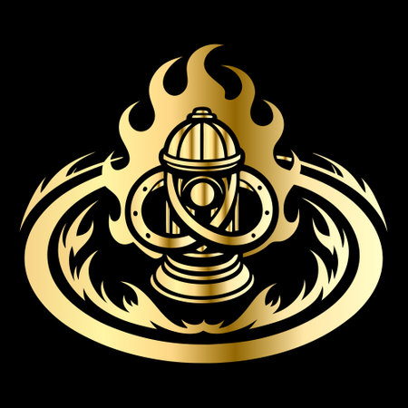 Vector illustration of a torch with a burning flame on a black backgroundのイラスト素材