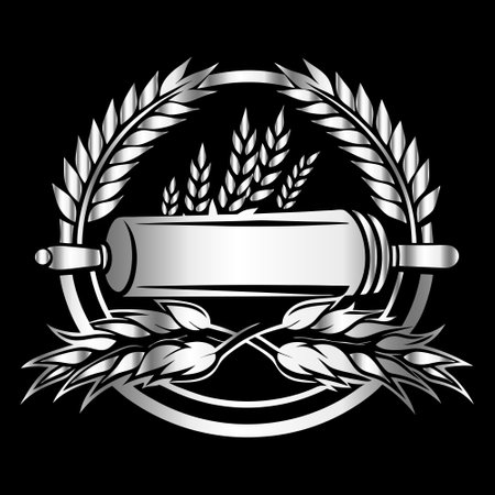 Ears of wheat in the laurel wreath. Vector illustrationのイラスト素材