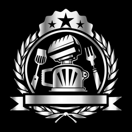 Illustration of a military emblem on a black background, vector illustrationのイラスト素材