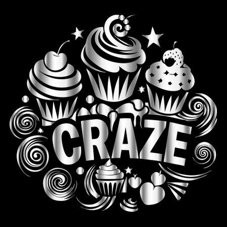 Cake graphic design, vector illustration eps10  on black backgroundのイラスト素材