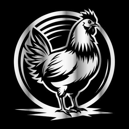 Rooster on a black background. Vector illustration for your design.のイラスト素材