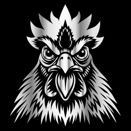 Eagle head with crown on a black background. Vector illustration.のイラスト素材