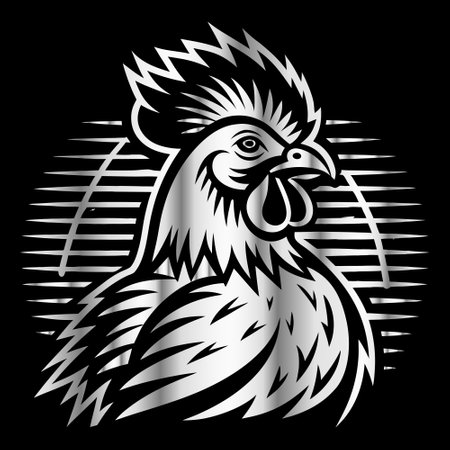 Rooster head on a black background. Vector illustration for your design.のイラスト素材