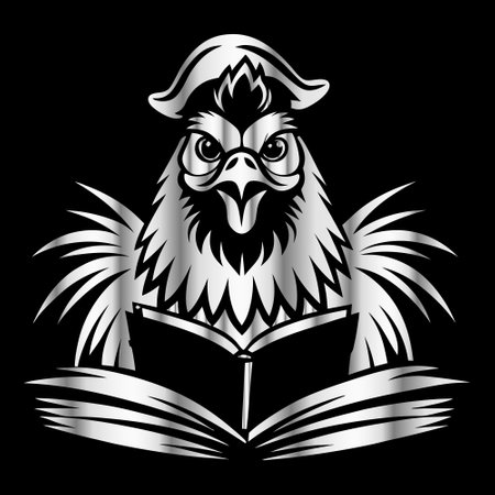 Owl reading a book. Vector illustration on a black background.のイラスト素材