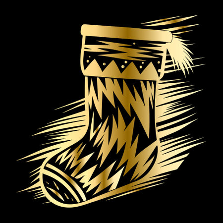 christmas sock design, vector illustration eps10 graphic on black background